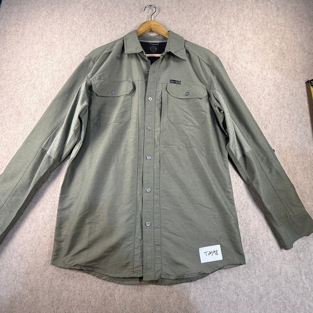 ATG Wrangler Mens Olive Green Long Sleeve All Terrain Gear Hiking Shirt Medium